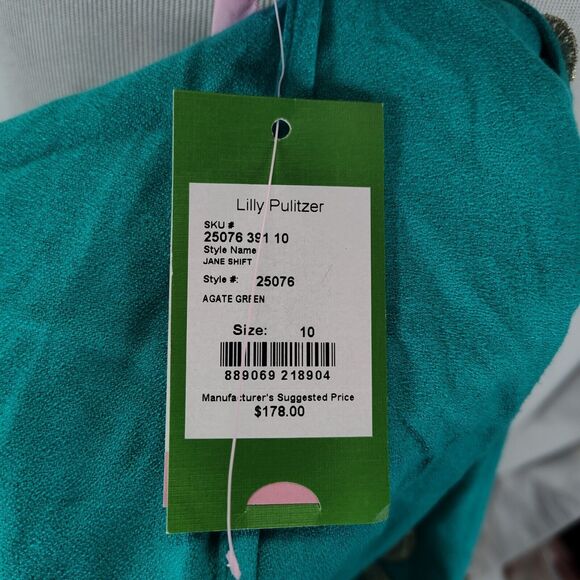 Lilly Pulitzer Jane Mini Dress Size 10 Zip Front Green Rayon Retro 60s - Picture 10 of 12